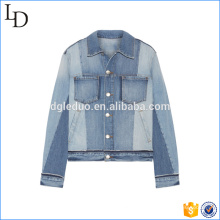 Contrast color light blue denim jacket cheap fashion jacket